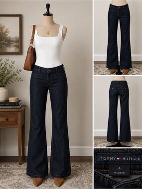Tommy Hilfiger Madison High-Rise Wide Leg Jeans in Dark Indigo Size 4
